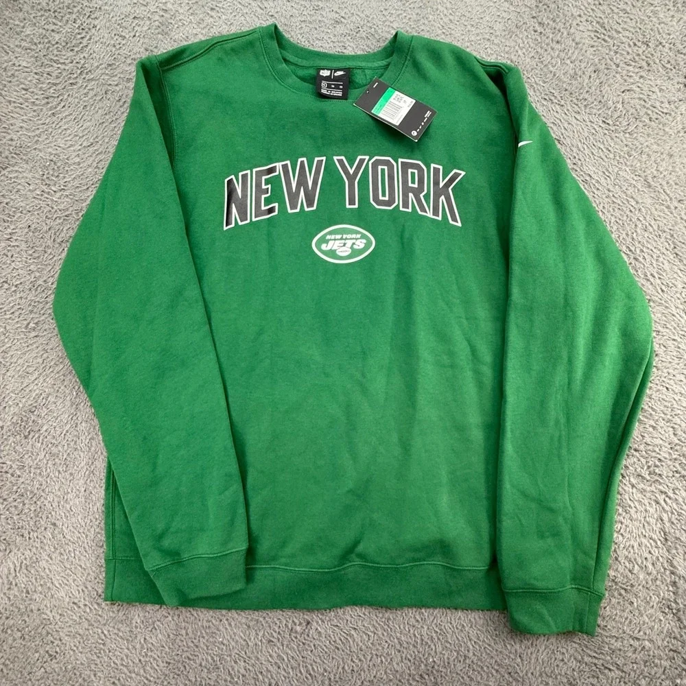 Nike Sweatshirt Mens XL Green NFL New York Jets Crewneck Fleece‎ BV7894-327 NWT